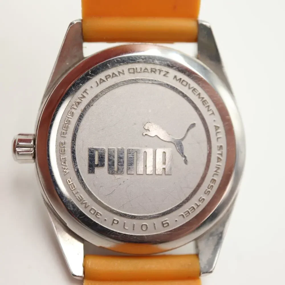 Puma Womens Blue White Sport Small Seconds Watch 29mm Orange Resin w New Battery